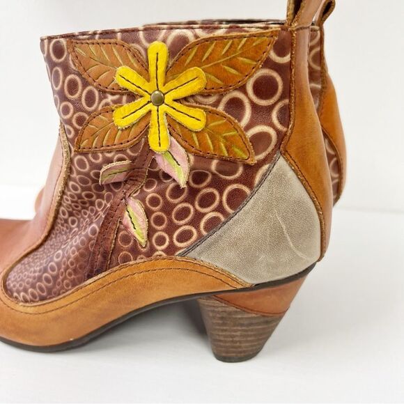 L’Artiste by Spring Step Dramatic Boots Booties Flower Leather 39 - Picture 6 of 8